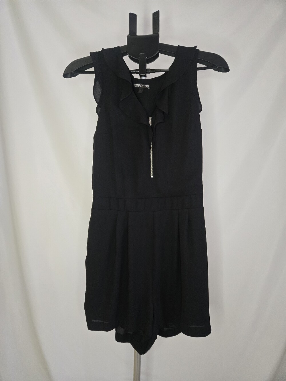Express Black Ruffle V-Neck Mini Romper Size 8